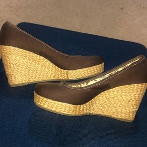 Brown espadrille wedges size 6.5